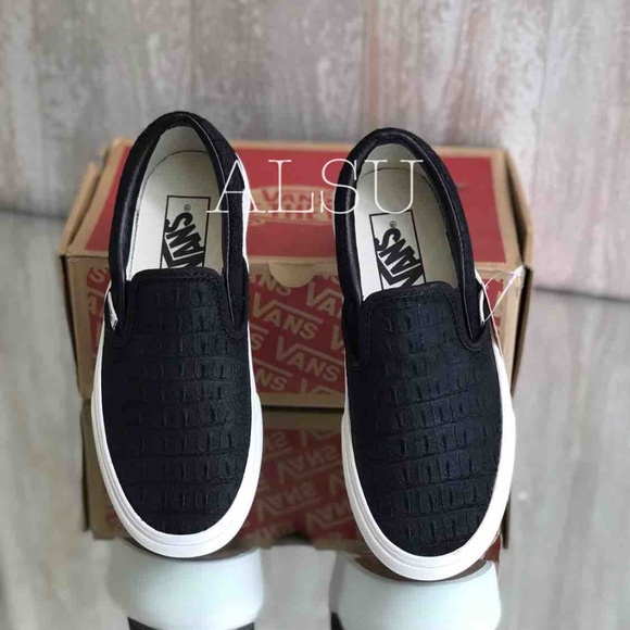 VANS Classic Slip On Embossed Black Kid’s AUTHENTI - Picture 6 of 8